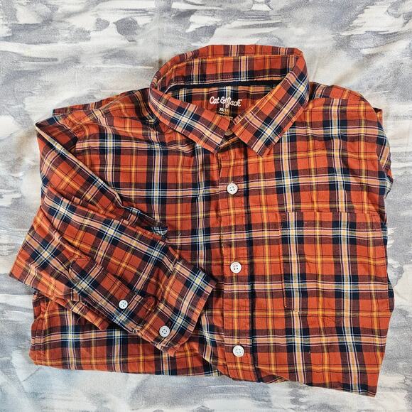 Cat & Jack Button Up Long Sleeve Shirt Autumn Plaid Youth Boy's size XL 16 - Picture 1 of 6